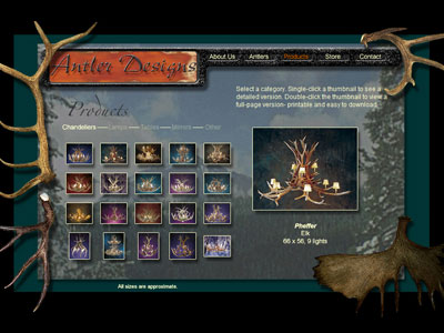 Snapshot of Antler Designs website