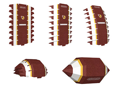 3D animation of foldable football packaging