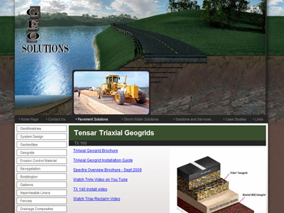 Example of subpage of website