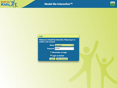 Screenshot of login page