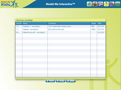 Example of Previous Recordings Menu